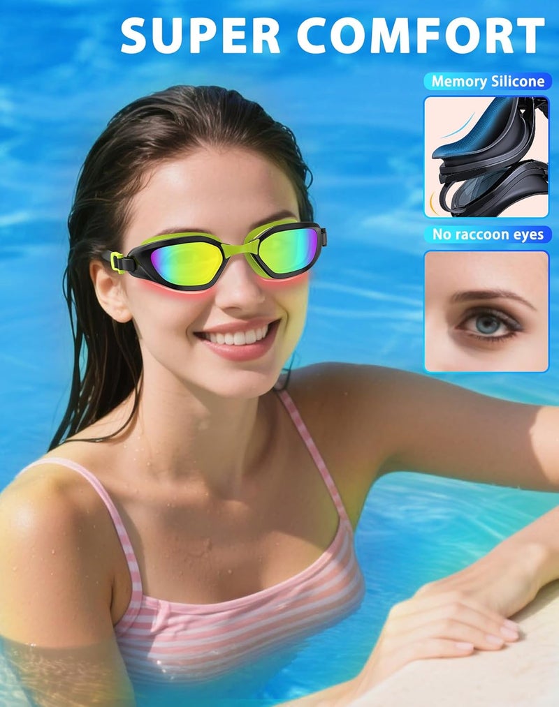 Vegemono Swim Goggles, Unisex Adult Swimming Goggles Anti Fog Anti UV No Leakage Wide View for Men Women Youth - Image 4